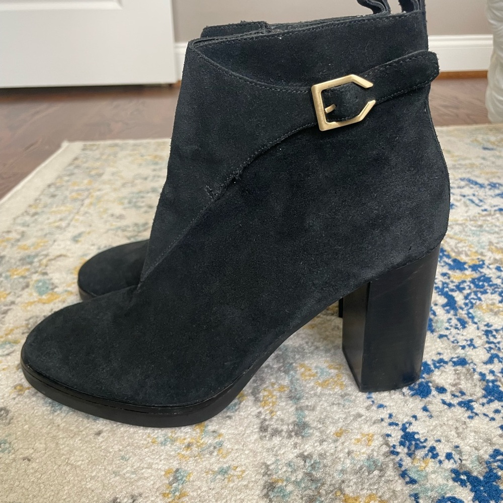 Cole Haan Harrington Grand Riding Black Suede Ankle Booties